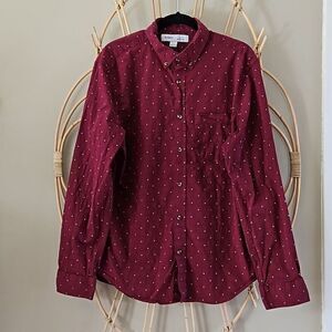 Old Navy Men's Slim Fit Red Everyday Shirt Long Sleeve Button Down‎ Sz L